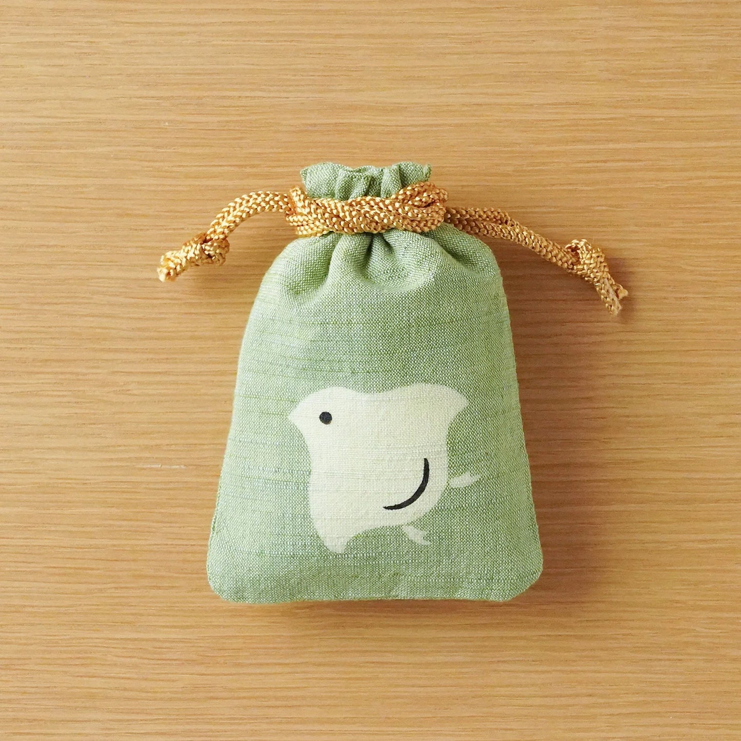Katazome Small Talisman Bag - Plover -, Drawstring Pouch, Japanese traditional craft bag