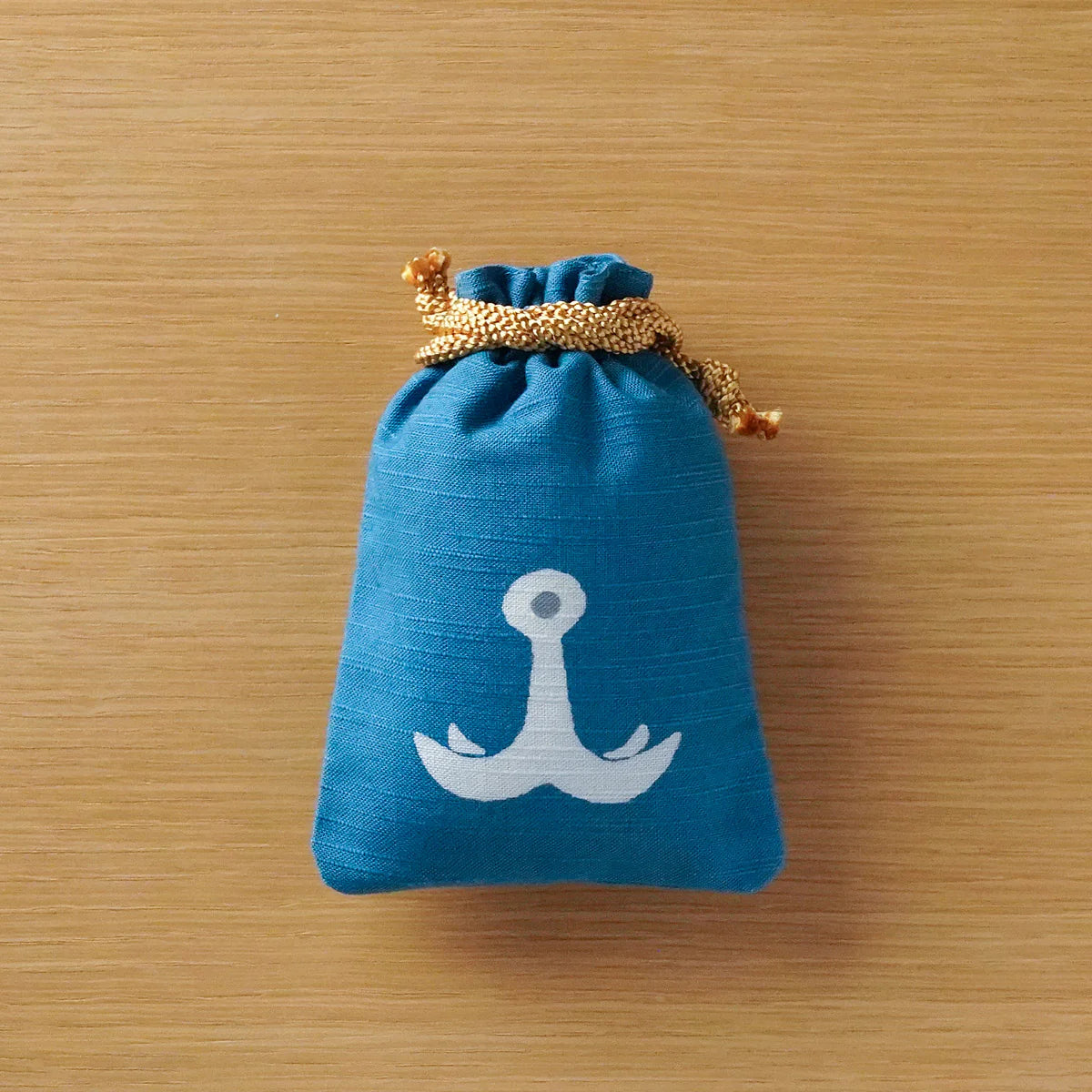 Katazome Small Talisman Bag - Anchor -, Drawstring Pouch, Japanese traditional craft bag