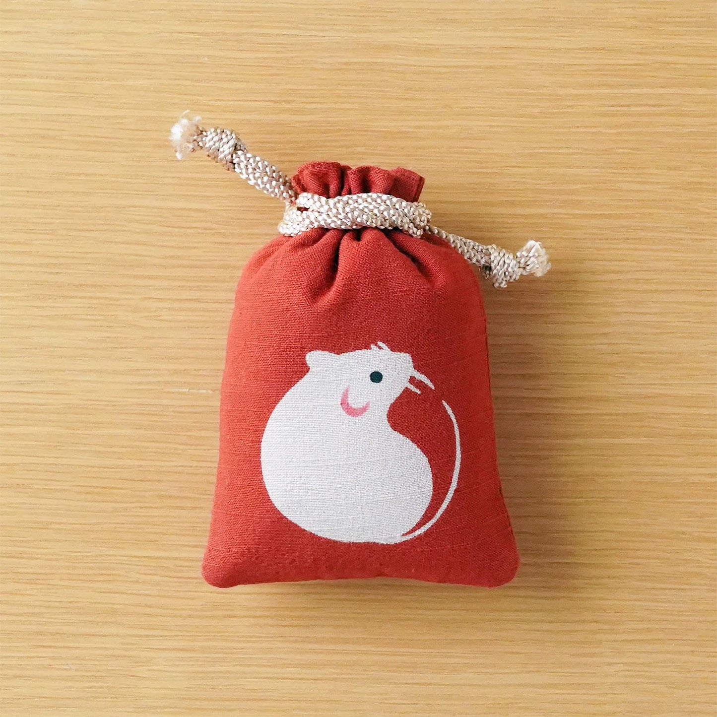 Katazome Small Talisman Bag - Rat -, Drawstring Pouch, Japanese traditional craft bag