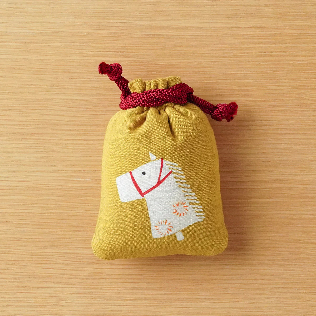 Katazome Small Talisman Bag - Horse -, Drawstring Pouch, Japanese traditional craft bag
