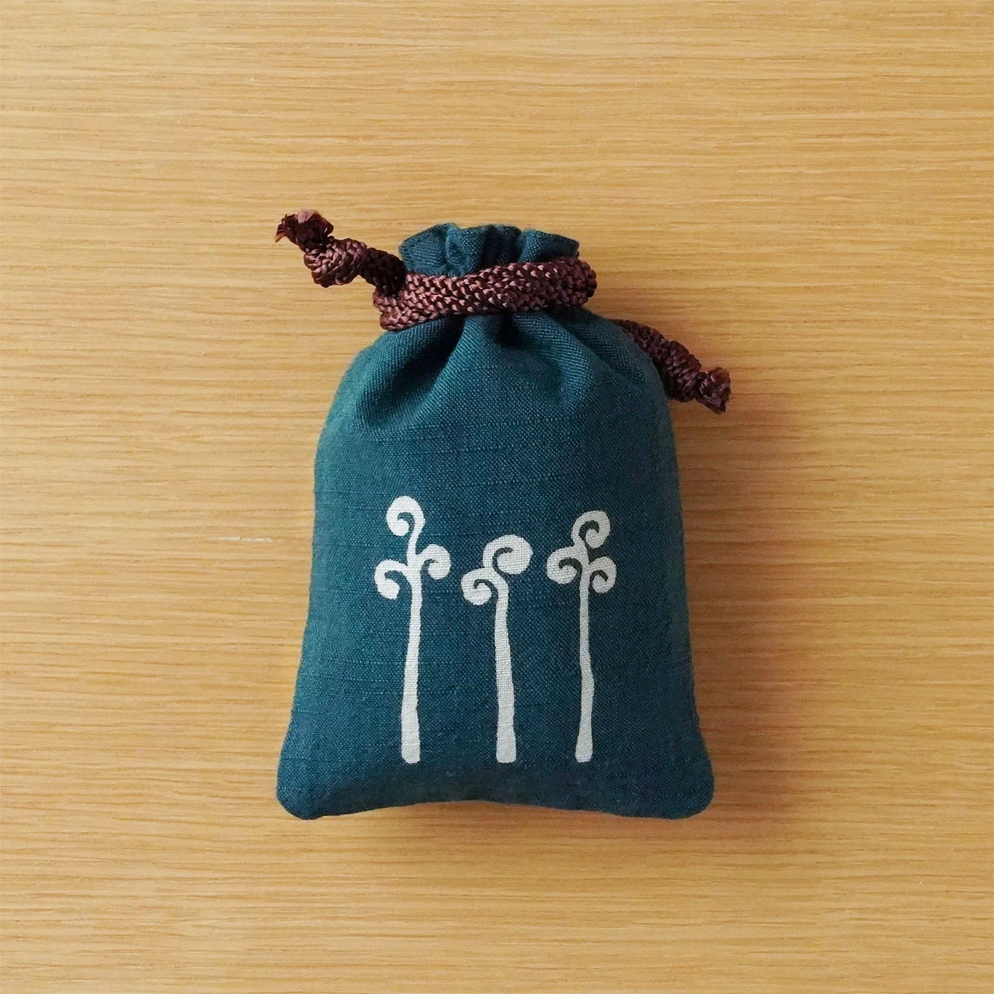 Katazome Small Talisman Bag - Young Fern -, Drawstring Pouch, Japanese traditional craft bag