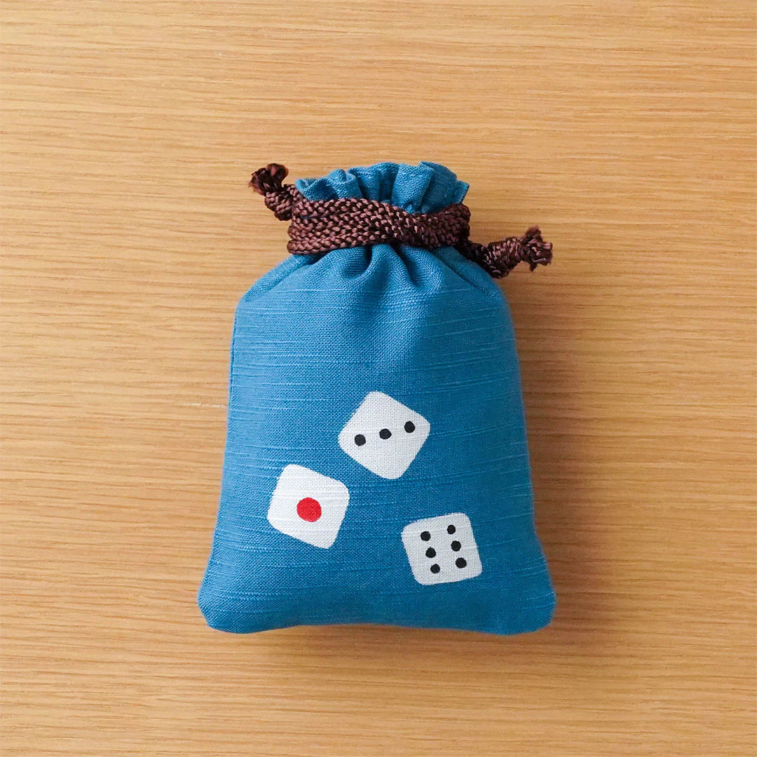 Katazome Small Talisman Bag - Dice -, Drawstring Pouch, Japanese traditional craft bag