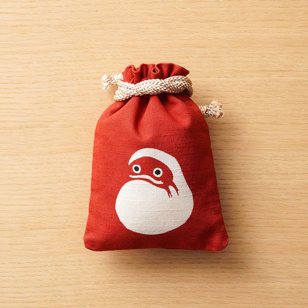 Katazome Small Talisman Bag - Japanese Daruma Doll -, Drawstring Pouch, Japanese traditional craft bag