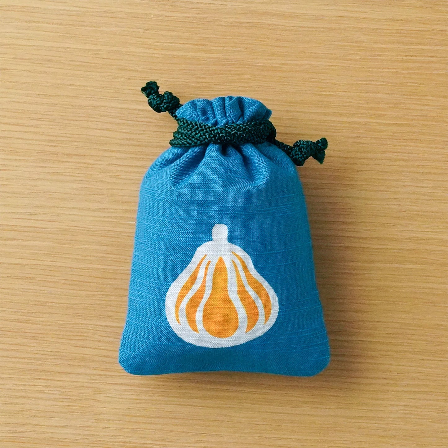 Katazome Small Talisman Bag - Pumpkin -, Drawstring Pouch, Japanese traditional craft bag