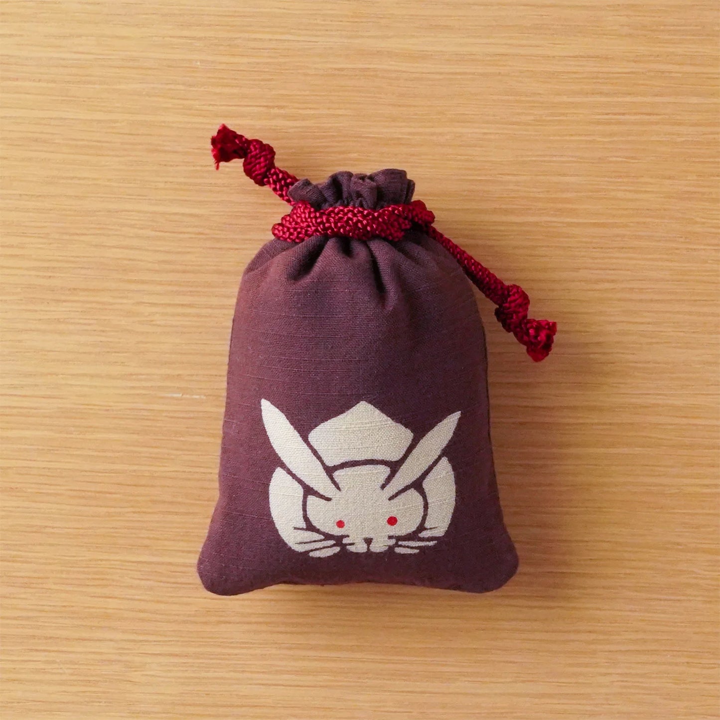 Katazome Small Talisman Bag - Rabbit -, Drawstring Pouch, Japanese traditional craft bag