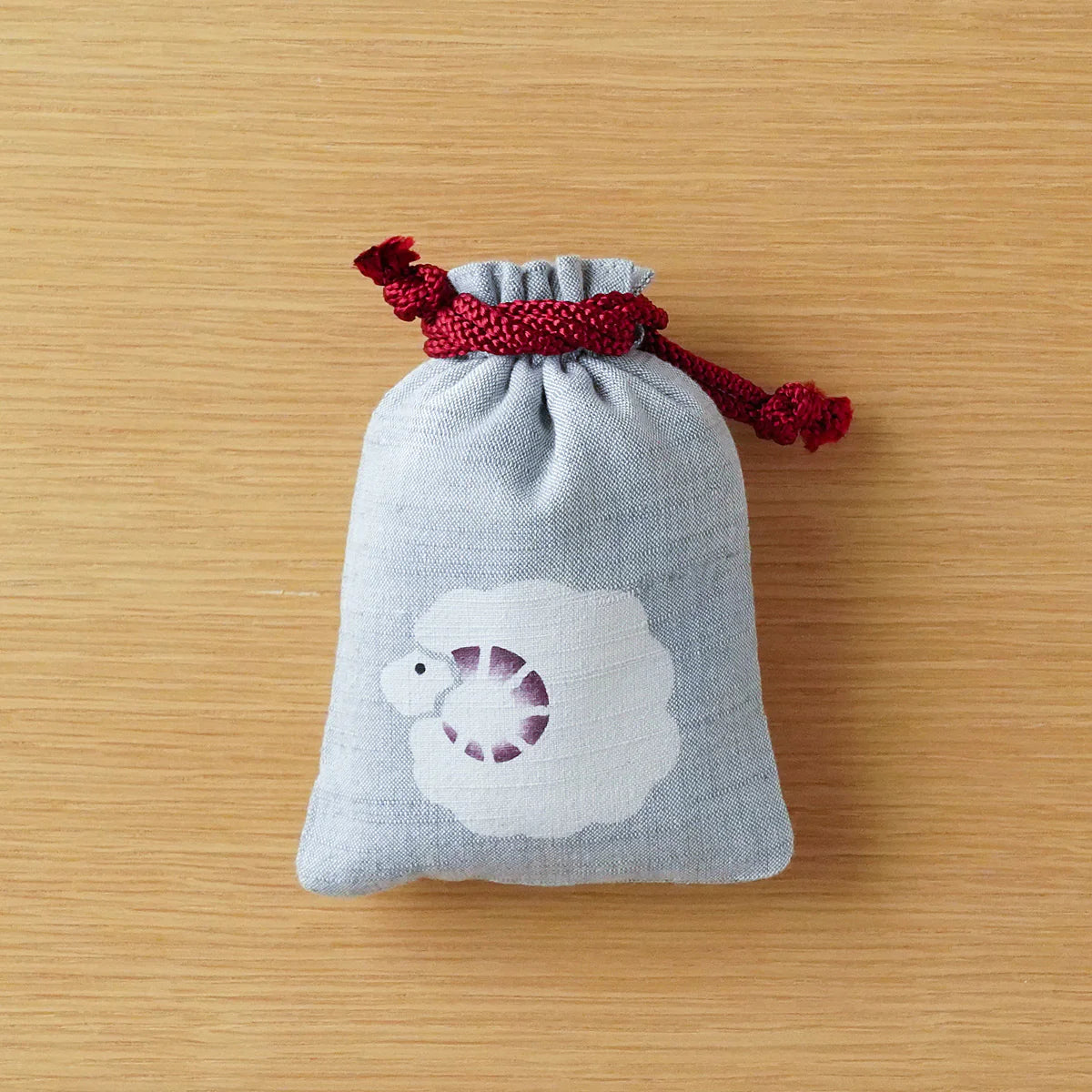 Katazome Small Talisman Bag - Sheep -, Drawstring Pouch, Japanese traditional craft bag