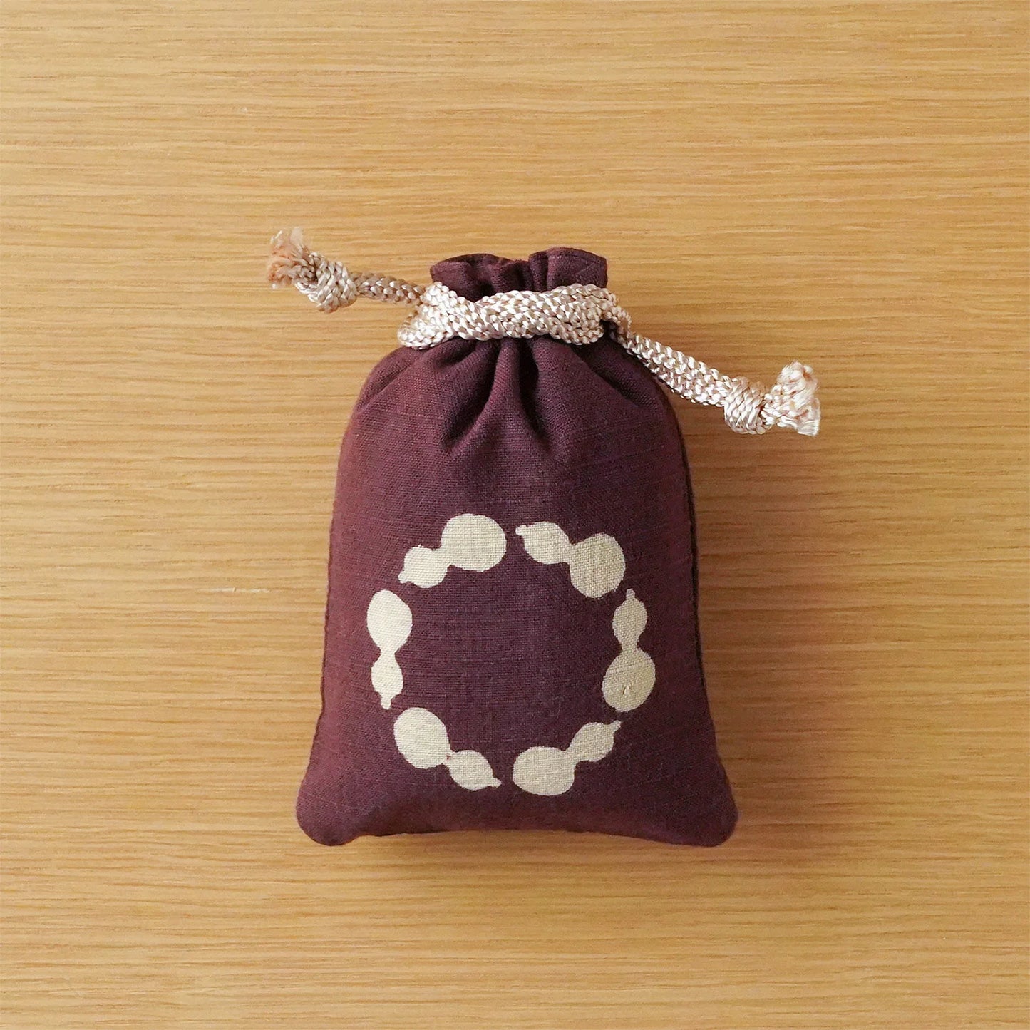 Katazome Small Talisman Bag - Gourd -, Drawstring Pouch, Japanese traditional craft bag