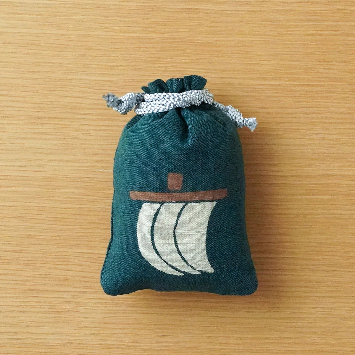 Katazome Small Talisman Bag - Sailing Ship -, Drawstring Pouch, Japanese traditional craft bag