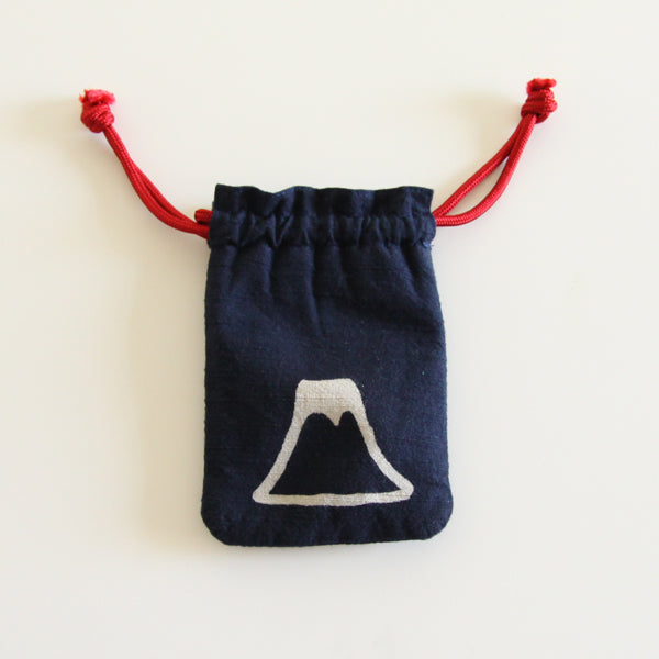 Katazome Small Talisman Bag - Mt.Fuji -, Drawstring Pouch, Japanese traditional craft bag