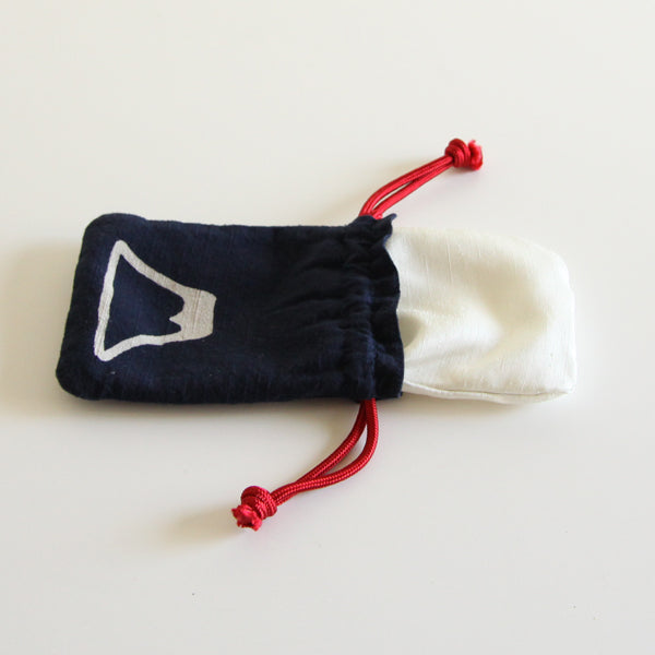 Katazome Small Talisman Bag - Mt.Fuji -, Drawstring Pouch, Japanese traditional craft bag