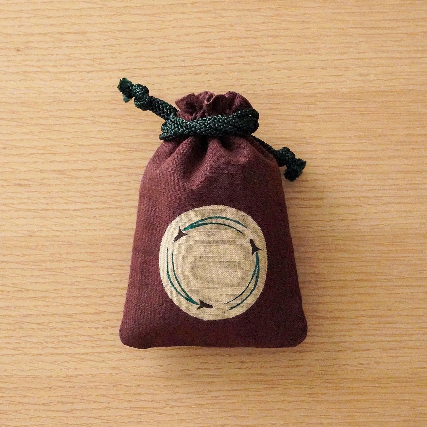 Katazome Small Talisman Bag - Pine Needle -, Drawstring Pouch, Japanese traditional craft bag