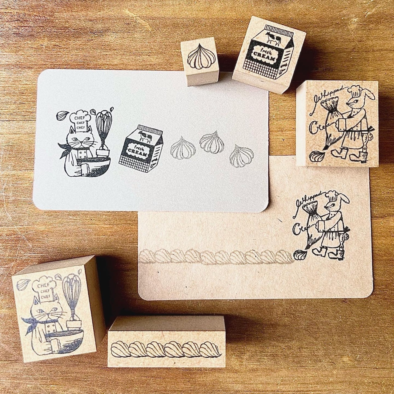 Kinotorico Wooden Rubber Stamp - Fresh Cream -, Kinotorico stamp