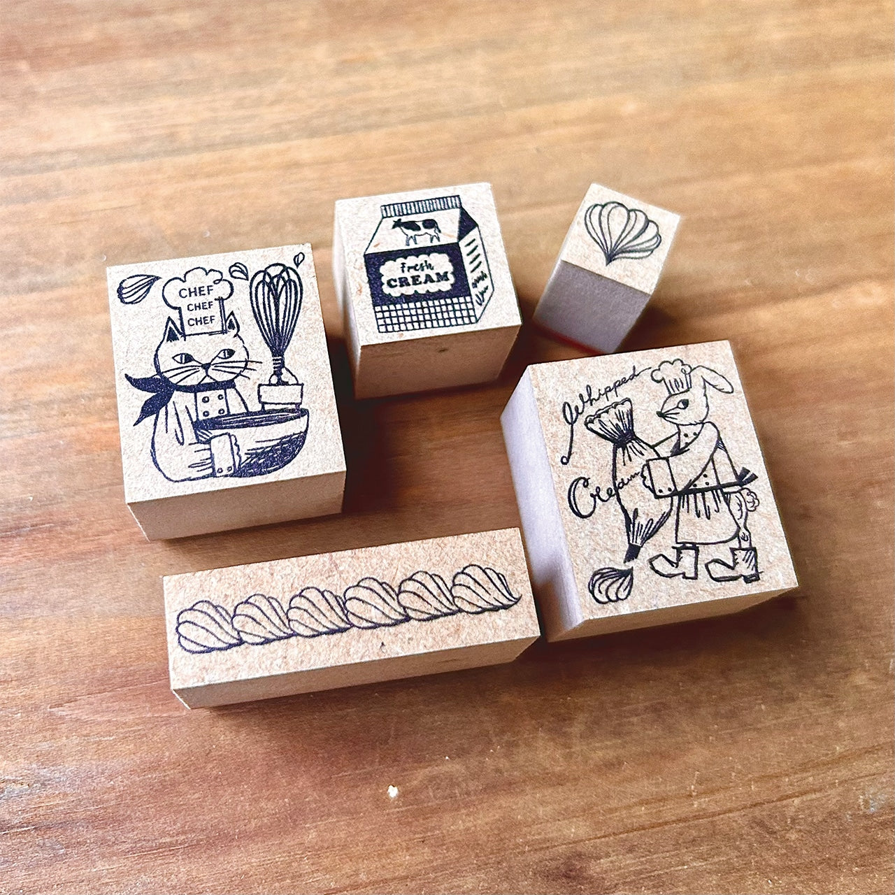 Kinotorico Wooden Rubber Stamp - Fresh Cream -, Kinotorico stamp
