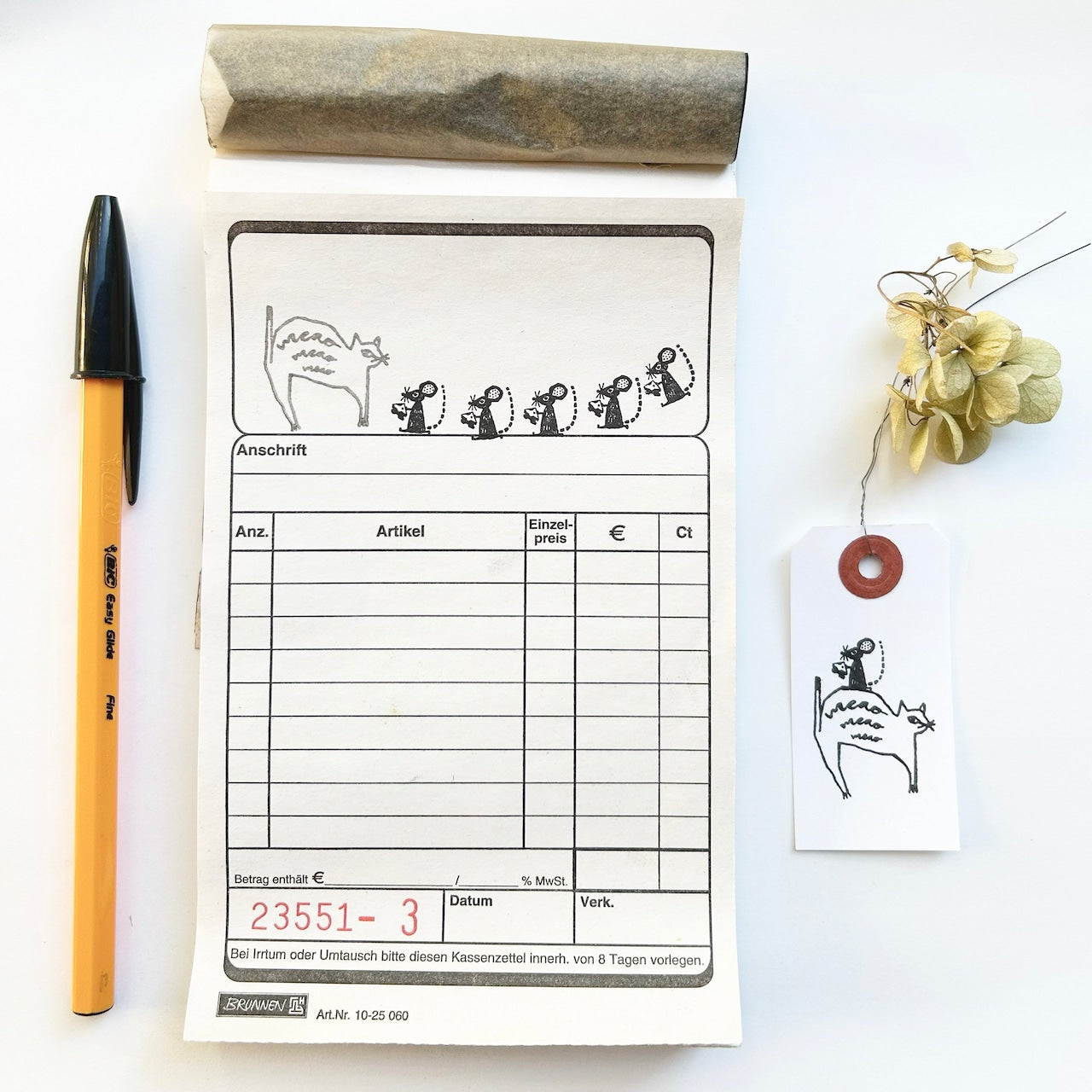 Kinotorico Wooden Rubber Stamp - White Cat -, Kinotorico stamp