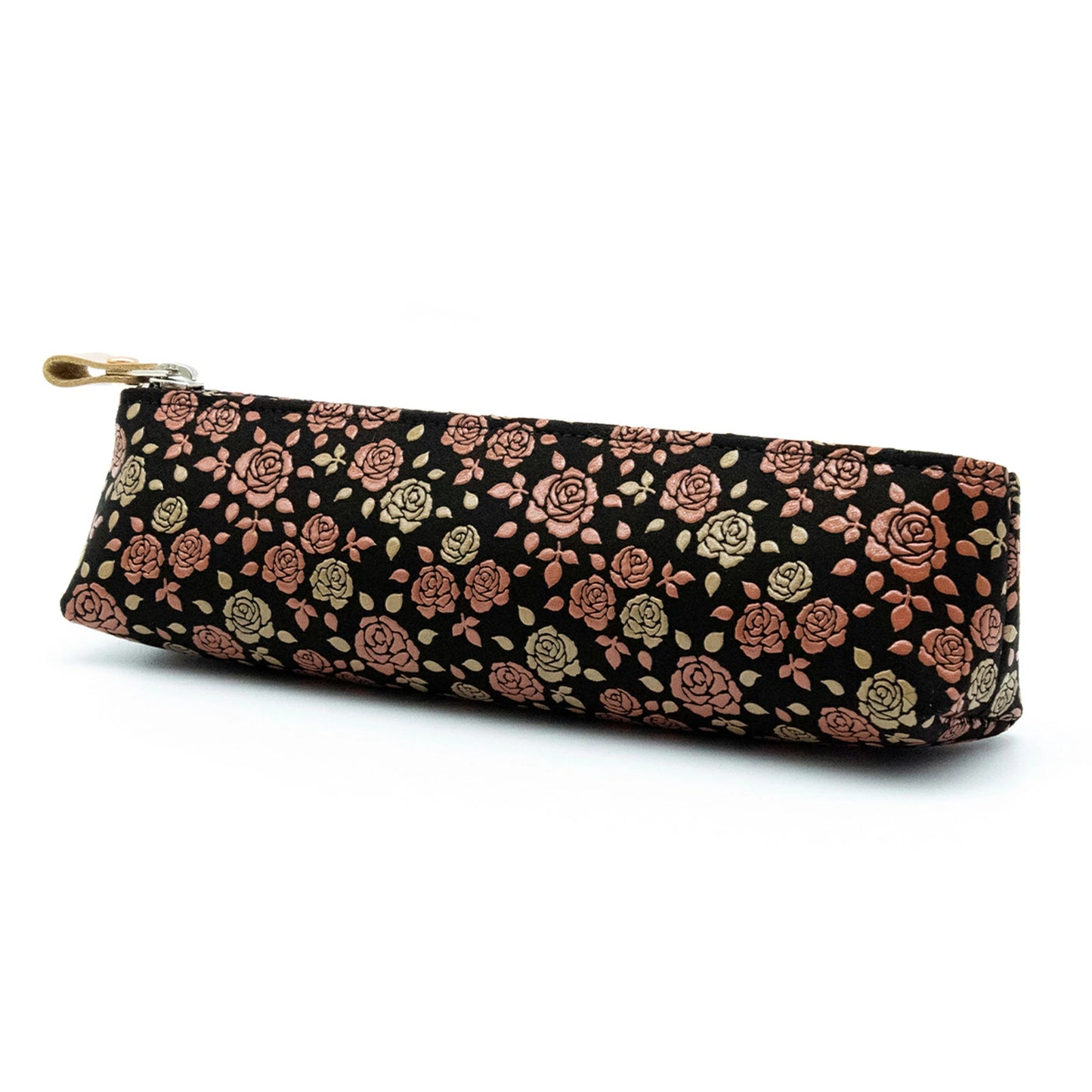 Koshu Inden Japanese Deerskin Leather Pencil Case - Rose / Black - , Made in Japan, Japanese traditional craft pen case