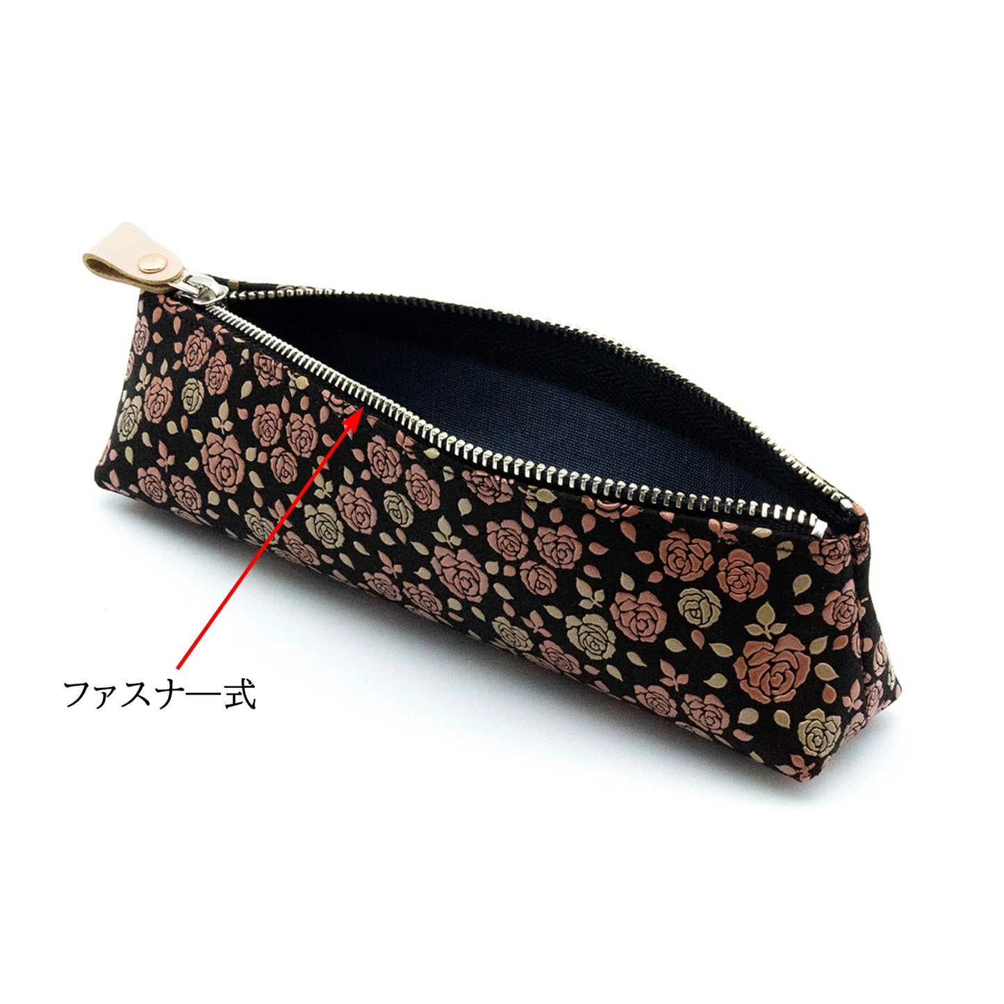 Koshu Inden Japanese Deerskin Leather Pencil Case - Rose / Black - , Made in Japan, Japanese traditional craft pen case
