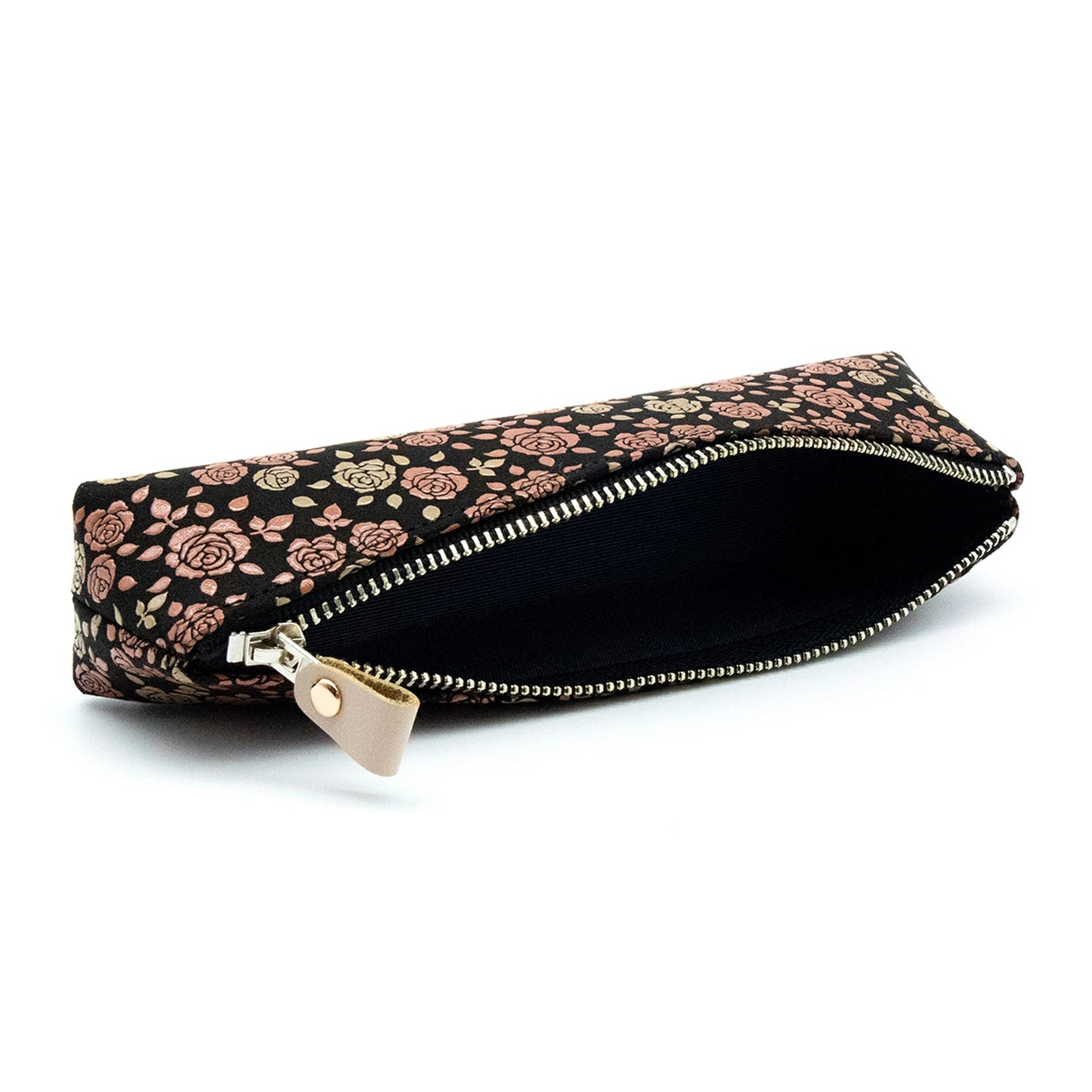 Koshu Inden Japanese Deerskin Leather Pencil Case - Rose / Black - , Made in Japan, Japanese traditional craft pen case