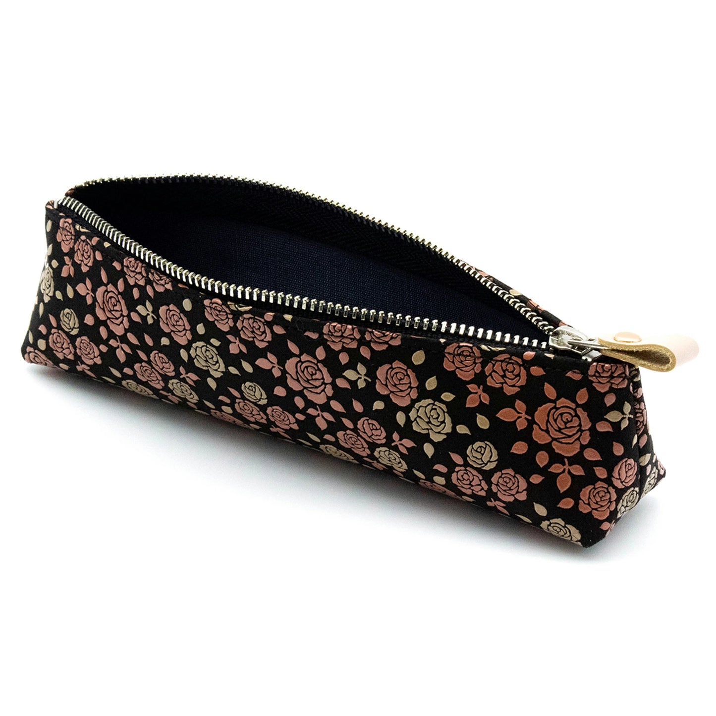 Koshu Inden Japanese Deerskin Leather Pencil Case - Rose / Black - , Made in Japan, Japanese traditional craft pen case