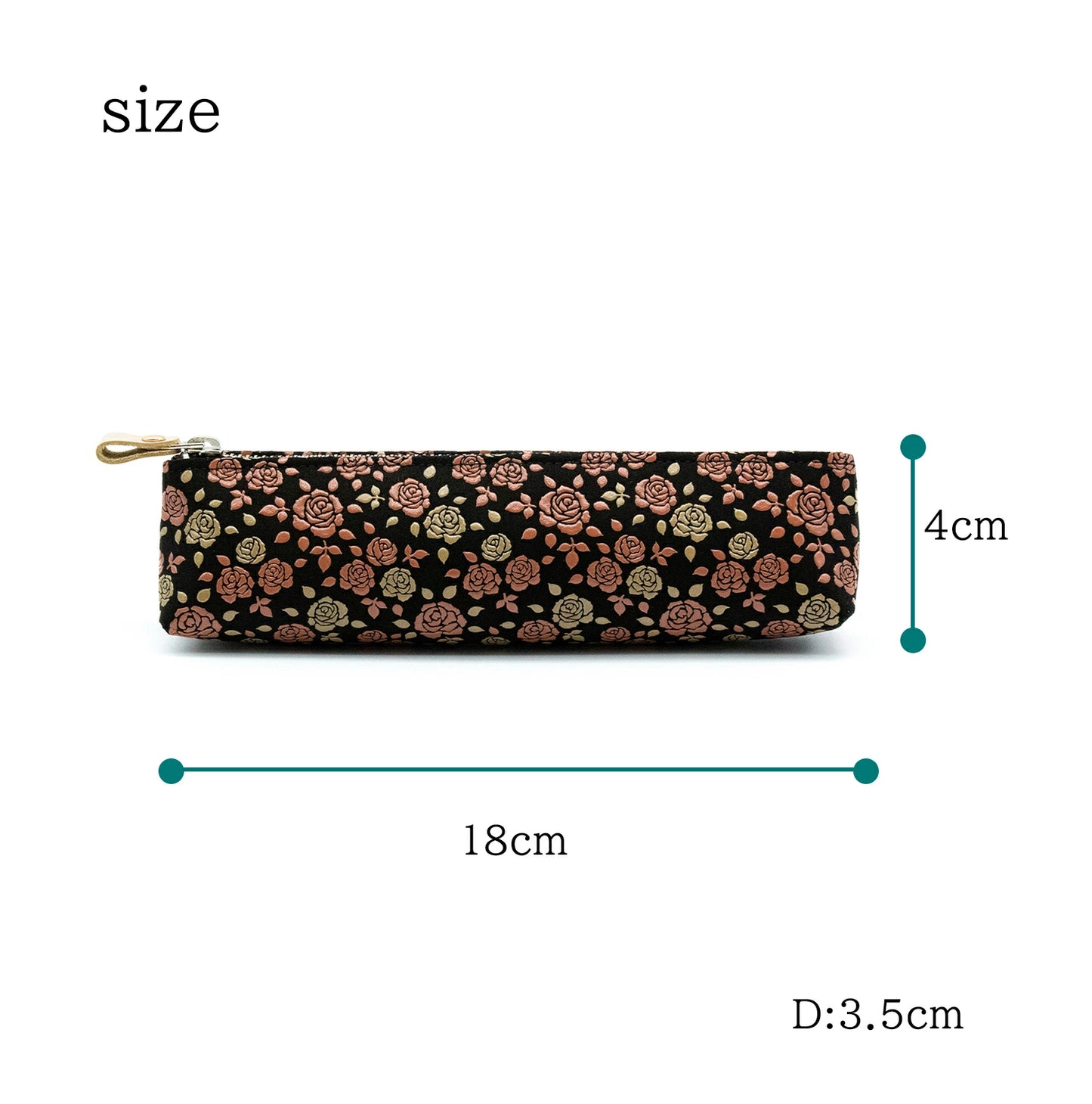 Koshu Inden Japanese Deerskin Leather Pencil Case - Rose / Black - , Made in Japan, Japanese traditional craft pen case