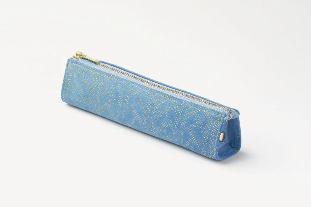 Koshu Inden Japanese Deerskin Leather Pencil Case - Antler / Light Blue - , Made in Japan, Japanese traditional craft pencil case