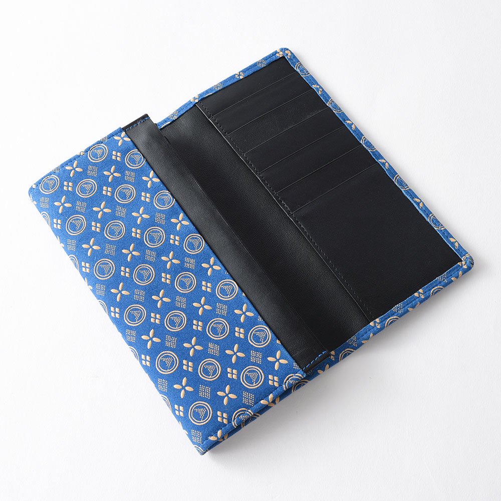 Koshu Inden Japanese Deerskin Leather with Urushi (Japanese Lacquer) Long Wallet - Mt.Fuji pattern / Blue - , Made in Japan, Japanese Leather Wallet
