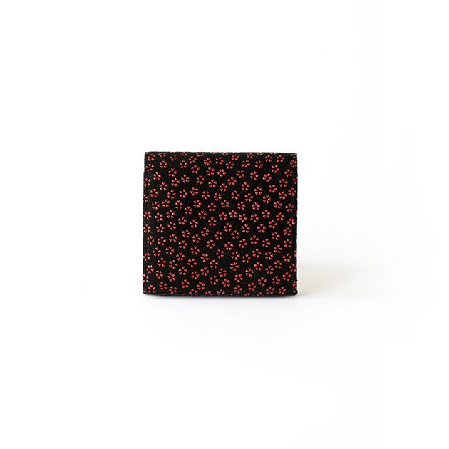 Koshu Inden Japanese Deerskin Leather with Urushi (Japanese Lacquer) Trifold Wallet - Cherry Blossom / Gray-Black - , Made in Japan, Japanese Leather Wallet