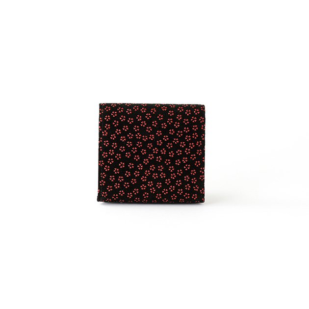 Koshu Inden Japanese Deerskin Leather with Urushi (Japanese Lacquer) Trifold Wallet - Cherry Blossom / Gray-Black - , Made in Japan, Japanese Leather Wallet