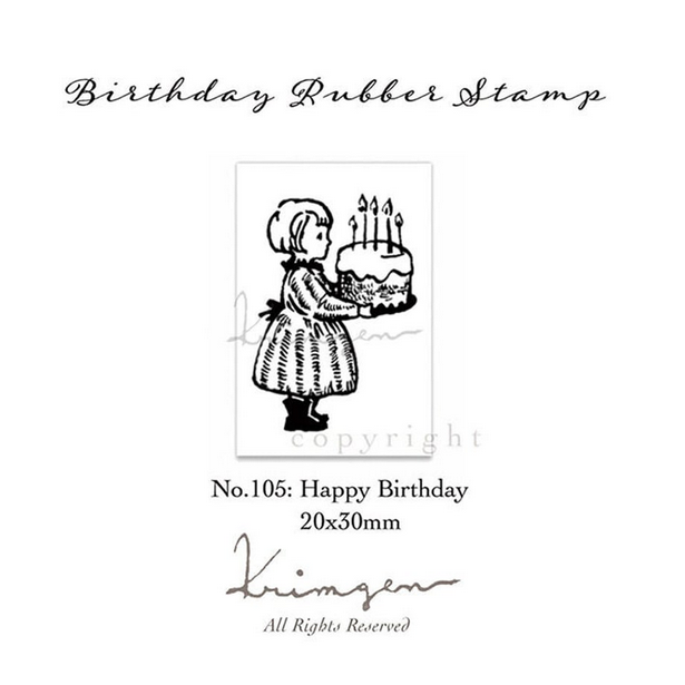 Krimgen Wooden Rubber Stamp - Happy Birthday -, Krimgen stamp