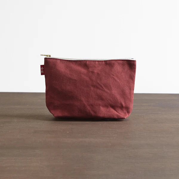 Kurashiki Hampu Canvas Boat Shaped Pouch - L Size / Iron Oxide Red -, Japanese canvas pouch