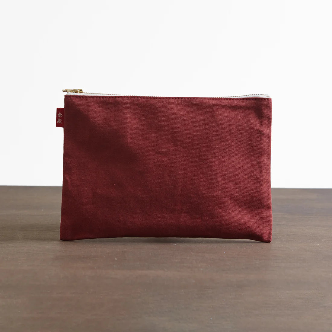 Kurashiki Hampu Canvas Flat Pouch - L Size / Iron Oxide Red -, Japanese canvas pouch