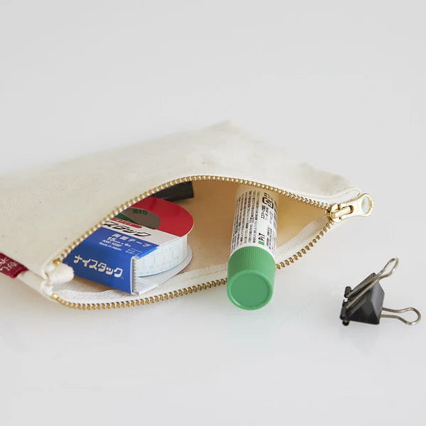 Kurashiki Hampu Canvas Flat Pouch - S Size / Ecru -, Japanese canvas pouch