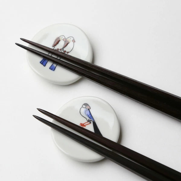 Kutani Yaki(ware) Chopstick Rest Set of 5pcs - Bird -, Japanese Kutani Ware Chopstick Rest