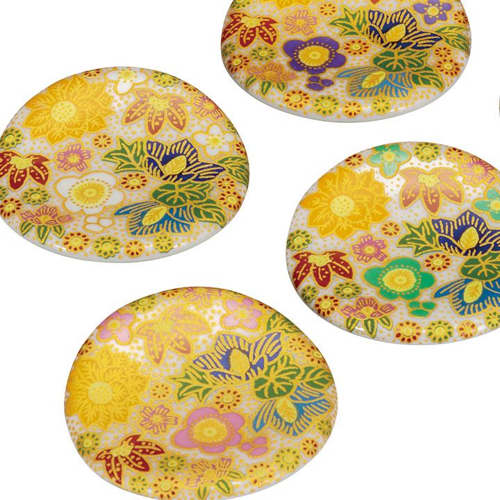 Kutani Yaki(ware) Chopstick Rest Set of 5pcs - Flower - , Japanese Kutani Ware Chopstick Rest