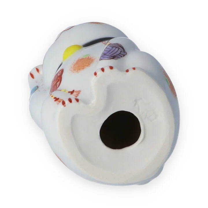 Kutani Yaki(ware) Japanese Maneki-Neko (Beckoning Cat) Figure - Mizuhiki(Traditional Japanese Decorative Knot Tying) / Black -, Japanese lucky cat figure