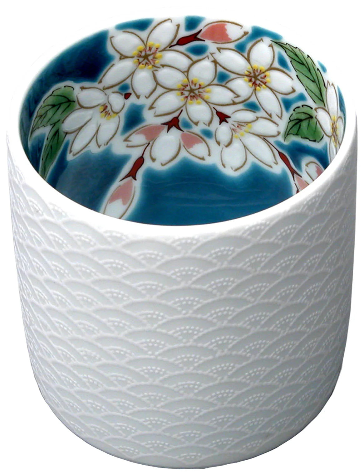Kutani Yaki(ware) Japanese Sake Cup - Cherry Blossom -