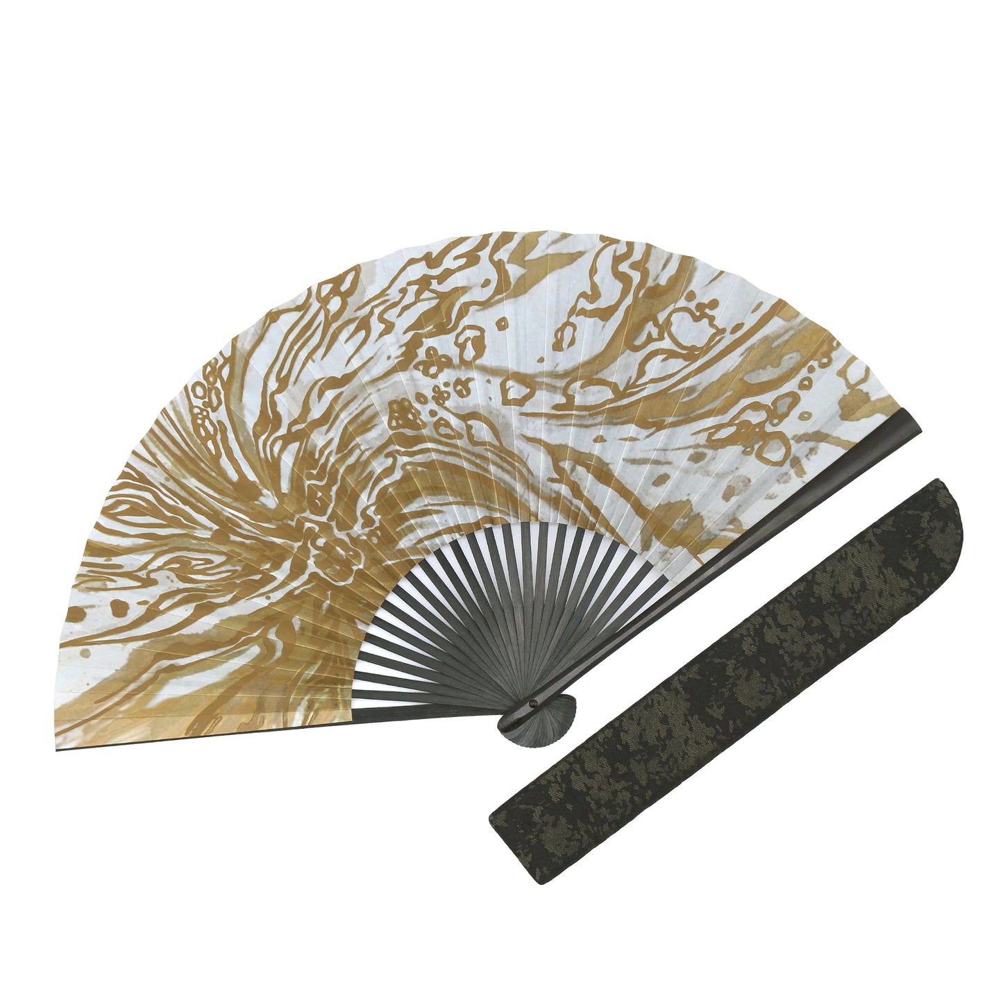 Kyo-sensu (Japanese folding fan) for Men - Line Art / Gold - , Made in Kyoto, Japan , Kyoto sensu