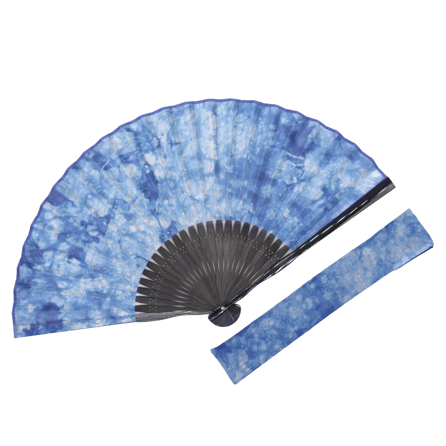 Kyo-sensu (Japanese folding fan) for Men - Aizome / Mura-zome (Uneven dyeing) - , Made in Kyoto, Japan , Kyoto sensu