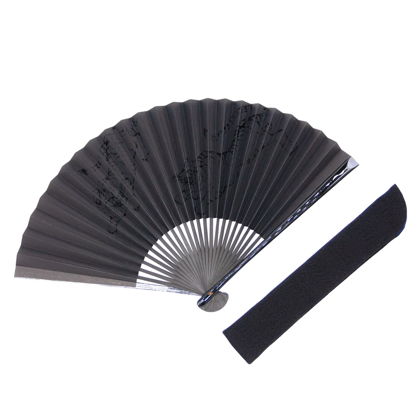 Kyo-sensu (Japanese folding fan) for Men - Urushi Lacquer Painting / Tiger - , Made in Kyoto, Japan , Kyoto sensu