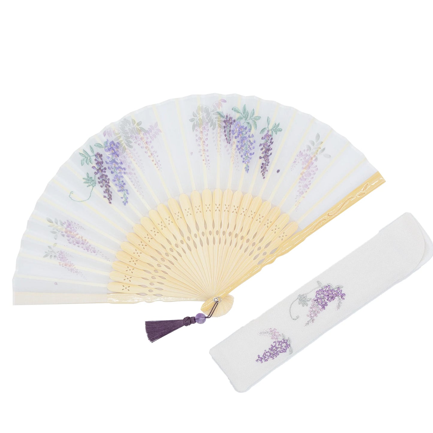 Kyo-sensu (Japanese folding fan) for Women - Wisteria - , Made in Kyoto, Japan , Kyoto sensu