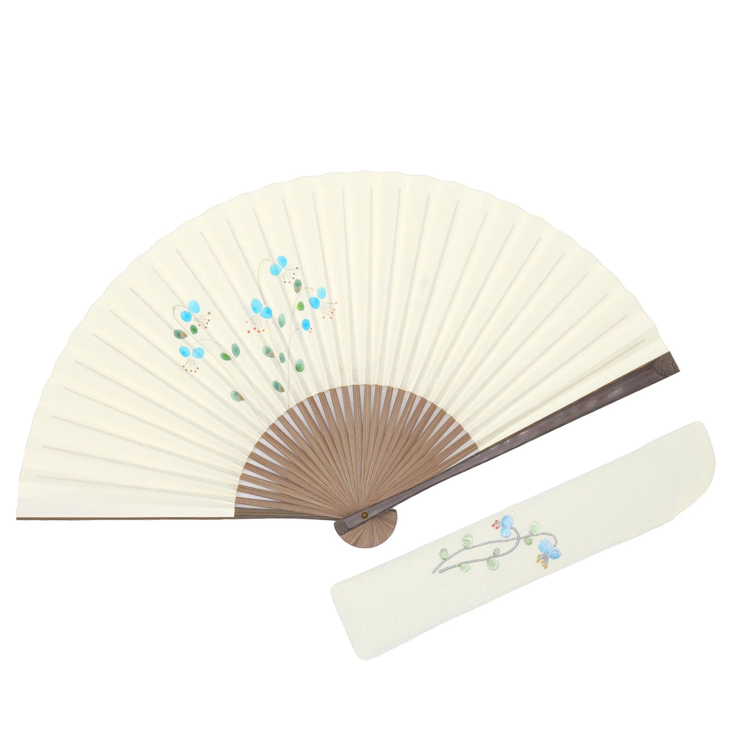 Kyo-sensu (Japanese folding fan) for Women - Asiatic Dayflower - , Made in Kyoto, Japan , Kyoto sensu