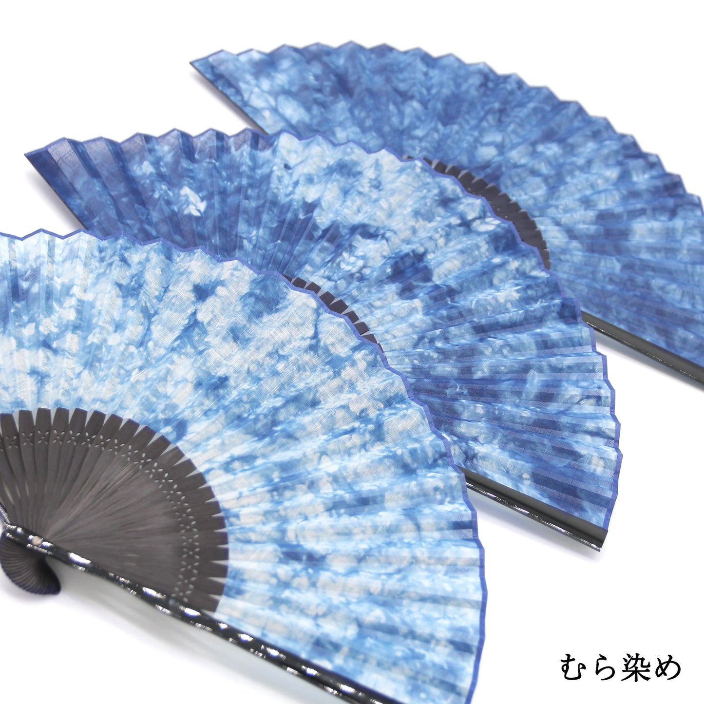 Kyo-sensu (Japanese folding fan) for Men - Aizome / Mura-zome (Uneven dyeing) - , Made in Kyoto, Japan , Kyoto sensu