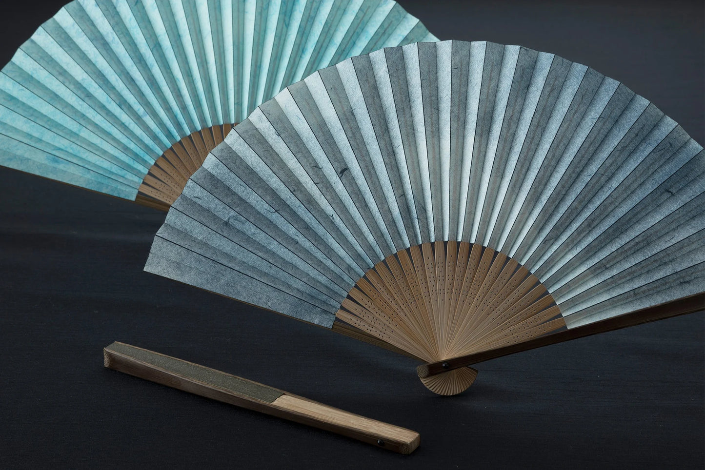 Kyo-sensu (Japanese folding fan) for Men - Kurotani Washi / Blue - , Made in Kyoto, Japan , Kyoto sensu