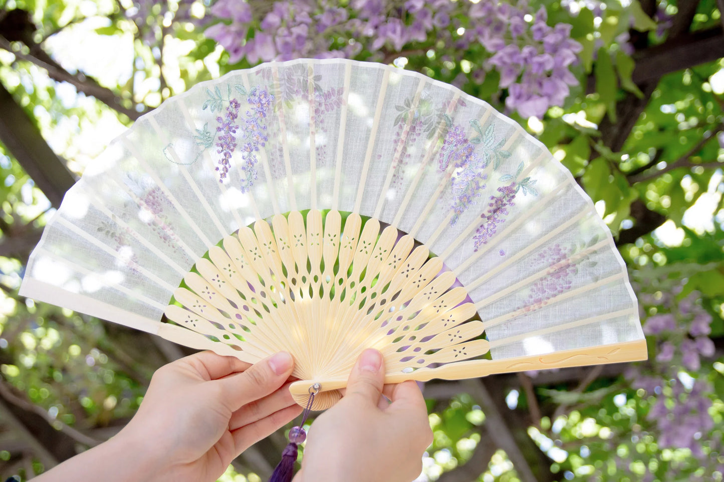 Kyo-sensu (Japanese folding fan) for Women - Cherry Blossom - , Made in Kyoto, Japan , Kyoto sensu