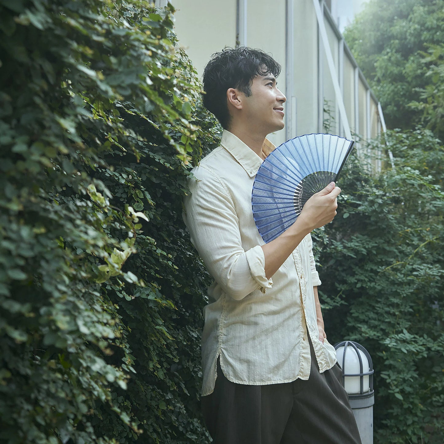 Kyo-sensu (Japanese folding fan) for Men - Aizome / Mura-zome (Uneven dyeing) - , Made in Kyoto, Japan , Kyoto sensu