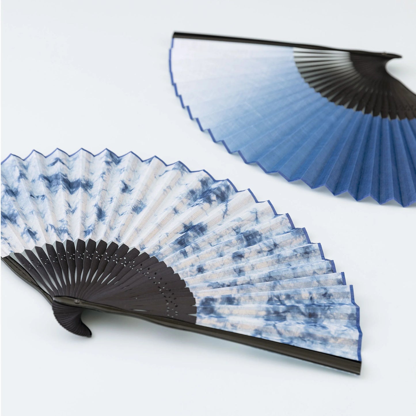 Kyo-sensu (Japanese folding fan) for Men - Aizome / Mura-zome (Uneven dyeing) - , Made in Kyoto, Japan , Kyoto sensu
