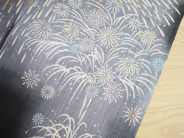 Hand-dyed Linen Noren (Japanese Doorway Curtain) - Fireworks - , Kyoto Noren
