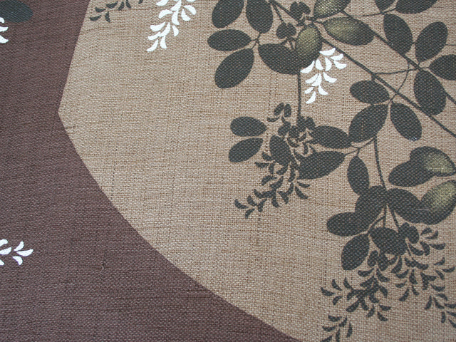 Hand-dyed Linen Noren (Japanese Doorway Curtain) - Bush Clover and Moon - , Kyoto Noren