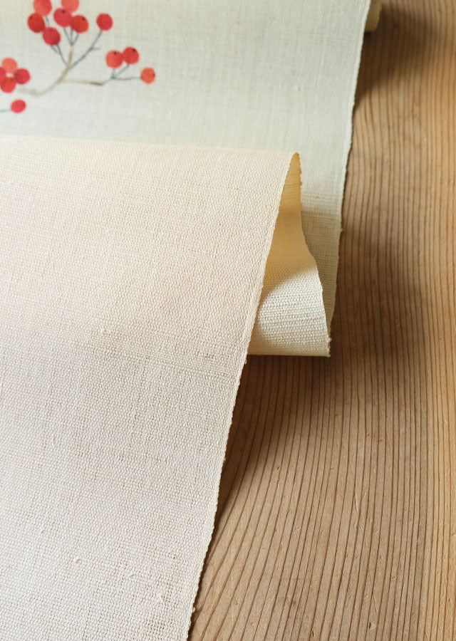 Hand-dyed Linen Noren (Japanese Doorway Curtain) - Japanese Winterberry - , Kyoto Noren
