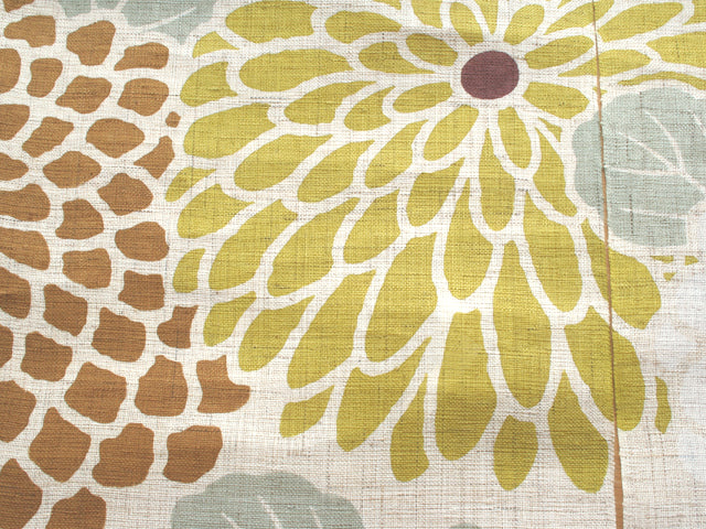 Hand-dyed Linen Noren (Japanese Doorway Curtain) - Chrysanthemum - , Kyoto Noren