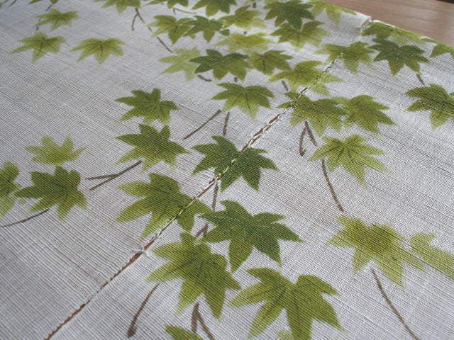 Hand-dyed Linen Noren (Japanese Doorway Curtain) - Maple and Kingfisher - , Kyoto Noren